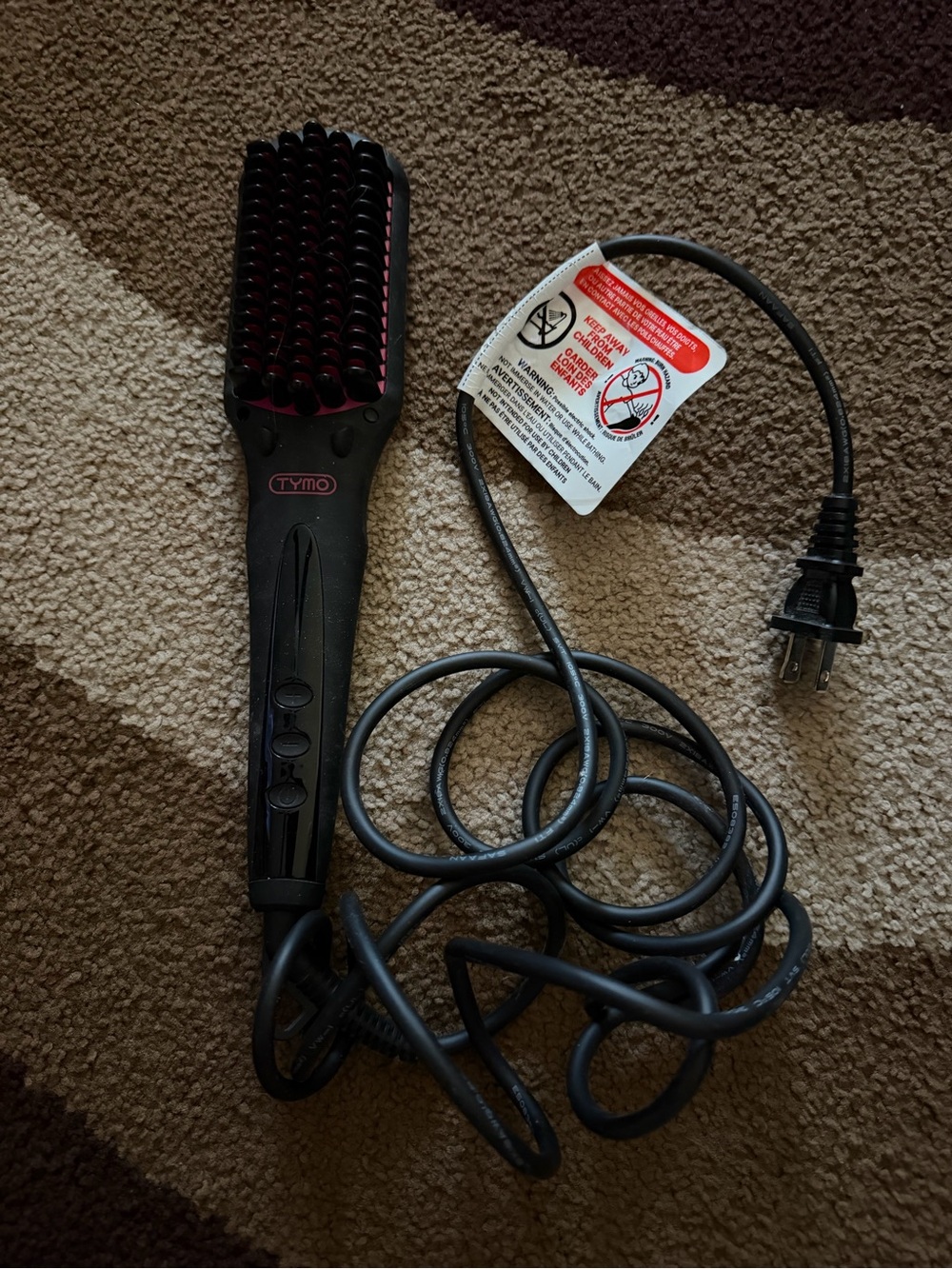 TYMO Black Heated Straightening Brush - Smooth, Fast Styling